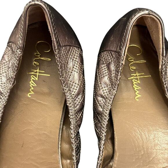 Cole Haan Silver Ballet Wedges with Metallic Accents Size 10 1/2 B - Picture 3 of 9